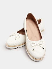 Yours Curve White Wide Fit Woven Ballet Pumps - Image 5 of 6