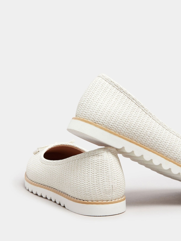 Yours Curve White Wide Fit Woven Ballet Pumps - Image 6 of 6