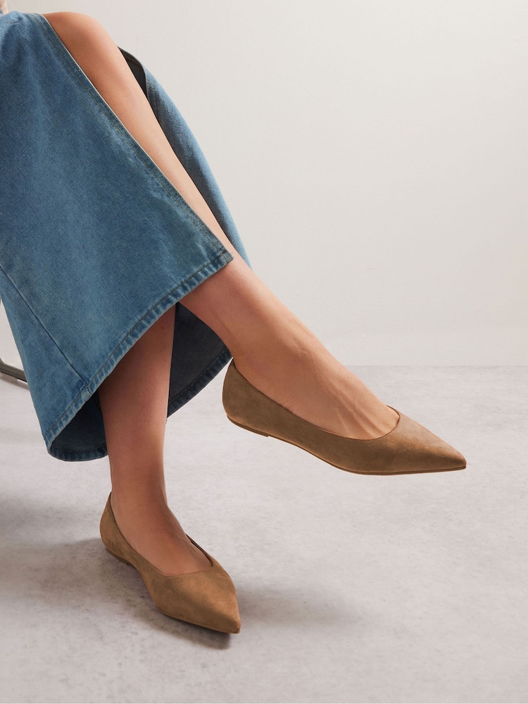 Long Tall Sally Brown Suedette Micro Pumps - Image 1 of 5