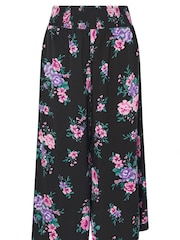 Yours Curve black chrome Shirred Waist Wide Leg Trousers - Image 5 of 5