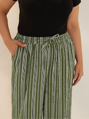 Yours Curve Green Textured Wide Leg Trousers - Image 5 of 6