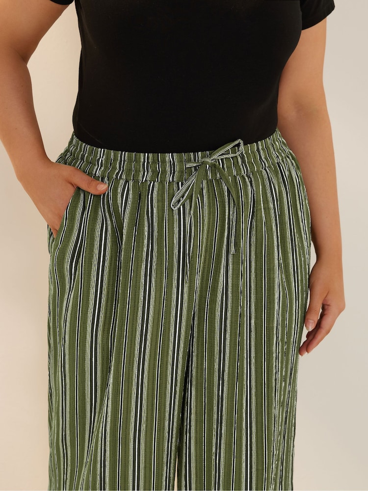 Yours Curve Green Textured Wide Leg Trousers - Image 5 of 6