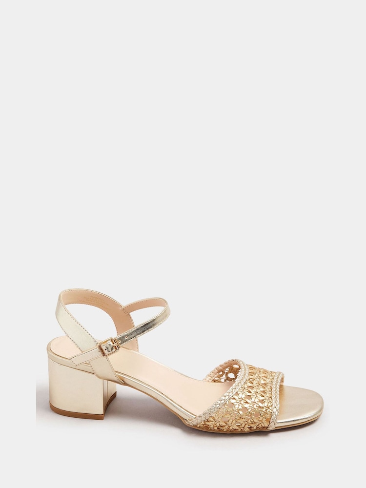 Long Tall Sally Gold Woven Block Heel Sandals - Image 2 of 2 Long Tall Sally Gold Woven Block Heel Sandals - Image 2 of 2