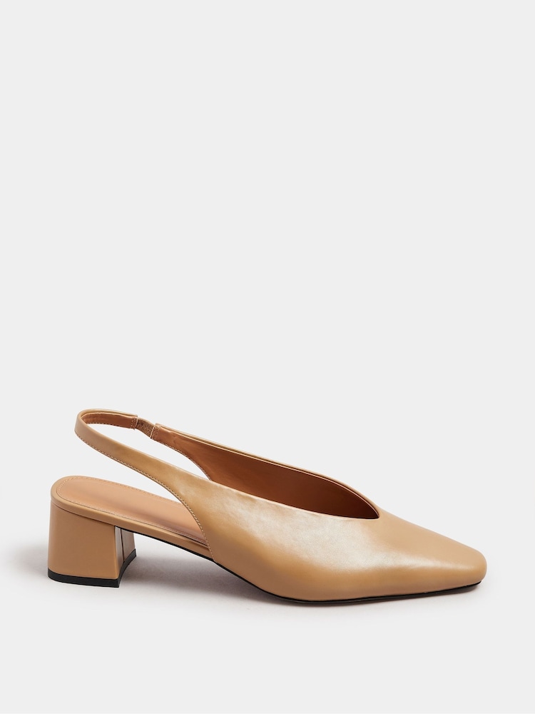 Long Tall Sally Natural Slingback Mid Block Shoes - Image 2 of 5 Long Tall Sally Natural Slingback Mid Block Shoes - Image 2 of 5