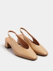 Long Tall Sally Natural Slingback Mid Block Shoes - Image 3 of 5