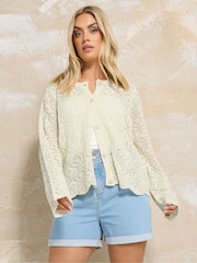 Yours Curve Natural Short Crochet Cardigan - Image 1 of 5