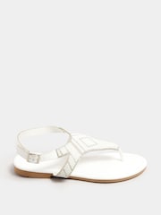 Yours Curve White Wide Fit Beaded T-Bar Sandals - Image 2 of 5