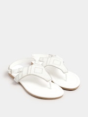 Yours Curve White Wide Fit Beaded T-Bar Sandals - Image 3 of 5
