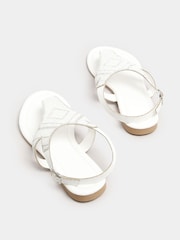 Yours Curve White Wide Fit Beaded T-Bar Sandals - Image 4 of 5