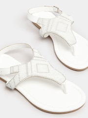 Yours Curve White Wide Fit Beaded T-Bar Sandals - Image 5 of 5