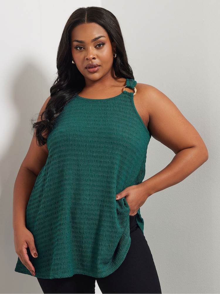 Yours Curve Green Ring Detail Racer T-Shirt - Image 1 of 6