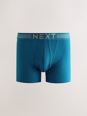 Pink/ Blue/ Green Gold Waistband 5 Pack A-Front Boxers - Image 2 of 9