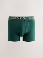 Pink/ Blue/ Green Gold Waistband 5 Pack A-Front Boxers - Image 4 of 9