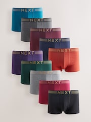 Purple/ Orange/ Pink/ Blue Gold Waistband 10 pack Cotton Rich Blend Hipsters Boxers - Image 1 of 14