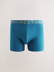 Pink/ Blue/ Green Gold Waistband 5 Pack Cotton Rich Trunk Boxers - Image 2 of 9
