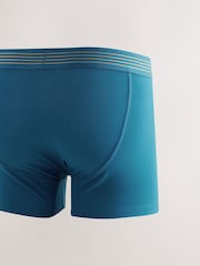 Pink/ Blue/ Green Gold Waistband 5 Pack Cotton Rich Trunk Boxers - Image 3 of 9