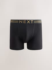 Pink/ Blue/ Green Gold Waistband 5 Pack Cotton Rich Trunk Boxers - Image 4 of 9
