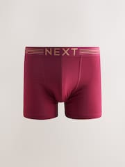 Pink/ Blue/ Green Gold Waistband 5 Pack Cotton Rich Trunk Boxers - Image 5 of 9