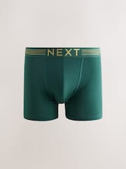Pink/ Blue/ Green Gold Waistband 5 Pack Cotton Rich Trunk Boxers - Image 6 of 9