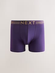 Pink/ Blue/ Green Gold Waistband 5 Pack Cotton Rich Trunk Boxers - Image 7 of 9