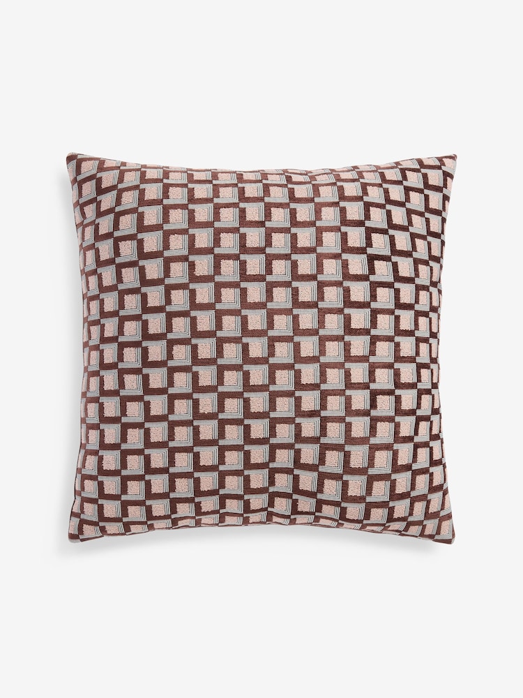 Brown Geometric Squares Cushions - Image 2 of 5 Brown Geometric Squares Cushions - Image 2 of 5