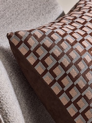 Brown Geometric Squares Cushions - Image 4 of 5
