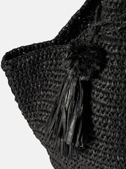 Mint Velvet Black Oversized Faye Straw Tote Bag - Image 4 of 5