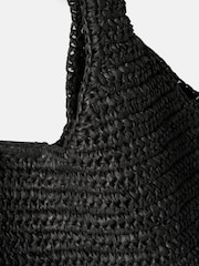 Mint Velvet Black Oversized Faye Straw Tote Bag - Image 5 of 5