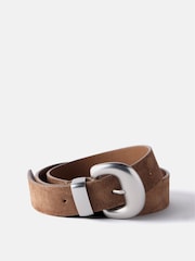 Mint Velvet Brown Suede Statement Buckle Belt - Image 1 of 4