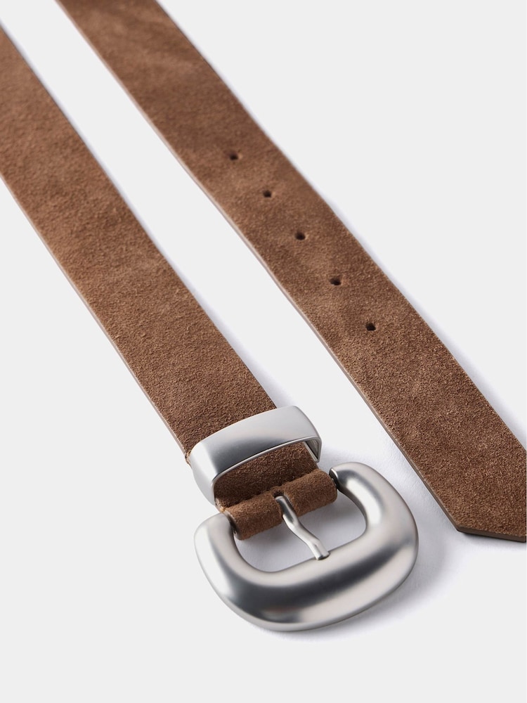 Mint Velvet Brown Suede Statement Buckle Belt - Image 2 of 4