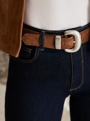 Mint Velvet Brown Suede Statement Buckle Belt - Image 4 of 4
