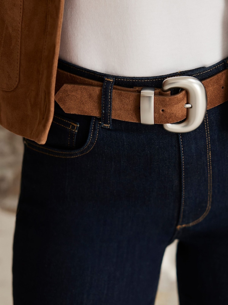 Mint Velvet Brown Suede Statement Buckle Belt - Image 4 of 4