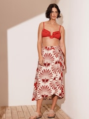Mint Velvet Red Print Wrap Skirt - Image 2 of 7