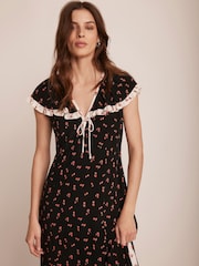 Mint Velvet Black Strawberry Print Maxi Dress - Image 4 of 7