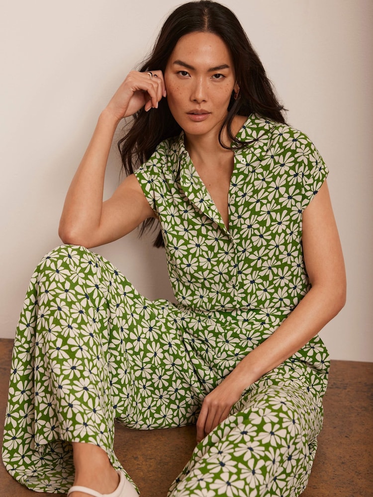 Mint Velvet Green Floral Print Longline Shirt - Image 1 of 8