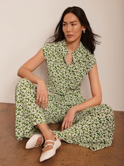 Mint Velvet Green Floral Print Longline Shirt - Image 3 of 8