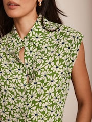 Mint Velvet Green Floral Print Longline Shirt - Image 4 of 8