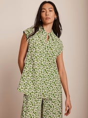 Mint Velvet Green Floral Print Longline Shirt - Image 5 of 8