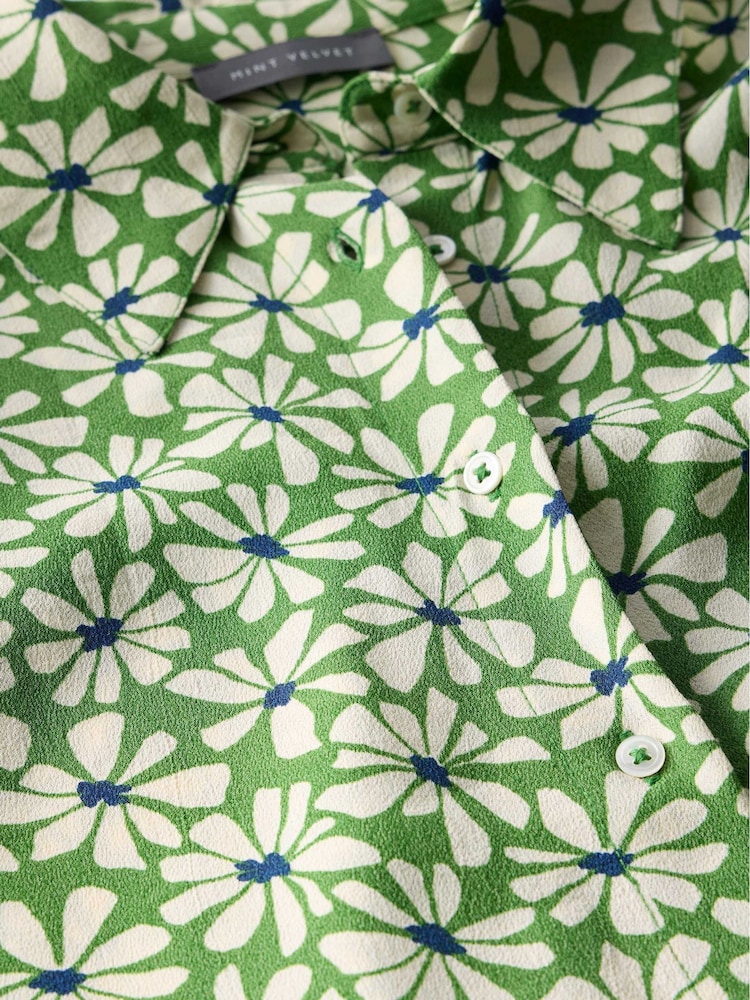 Mint Velvet Green Floral Print Longline Shirt - Image 8 of 8