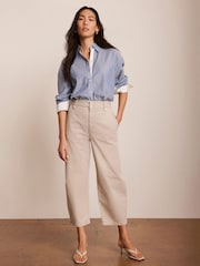 Mint Velvet Cream Barrel Leg Chino Trousers - Image 1 of 8