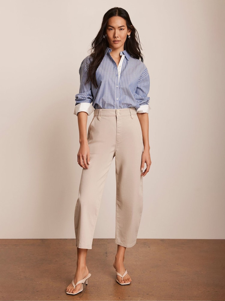 Mint Velvet Cream Barrel Leg Chino Trousers - Image 2 of 8