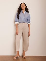 Mint Velvet Cream Barrel Leg Chino Trousers - Image 3 of 8