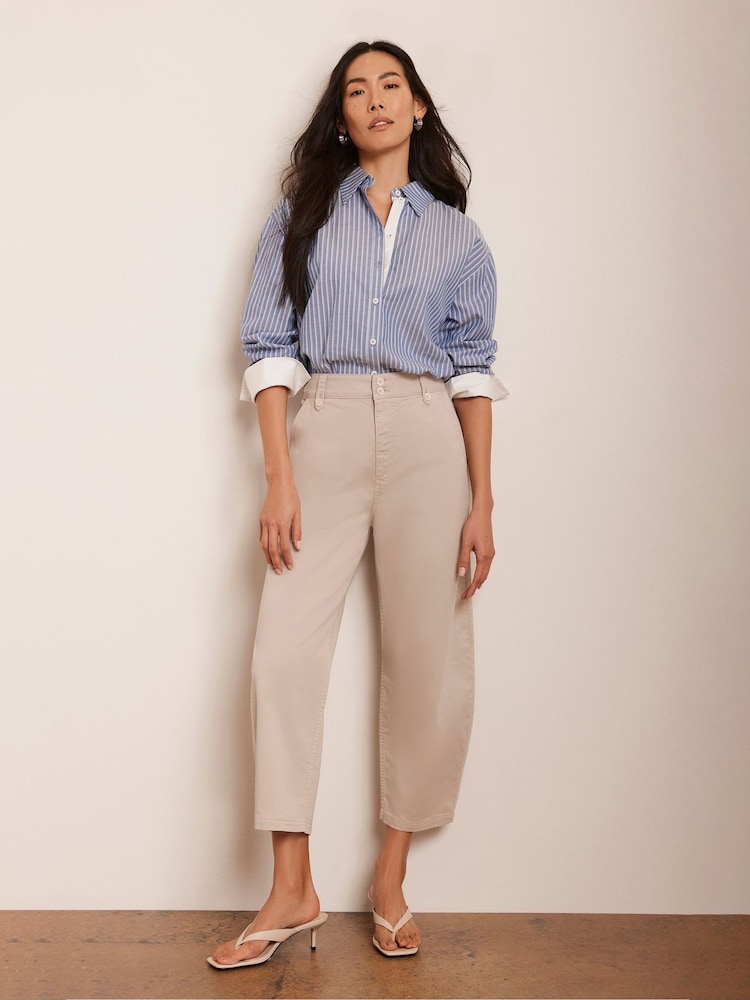 Mint Velvet Cream Barrel Leg Chino Trousers - Image 3 of 8