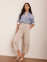 Mint Velvet Cream Barrel Leg Chino Trousers - Image 4 of 8