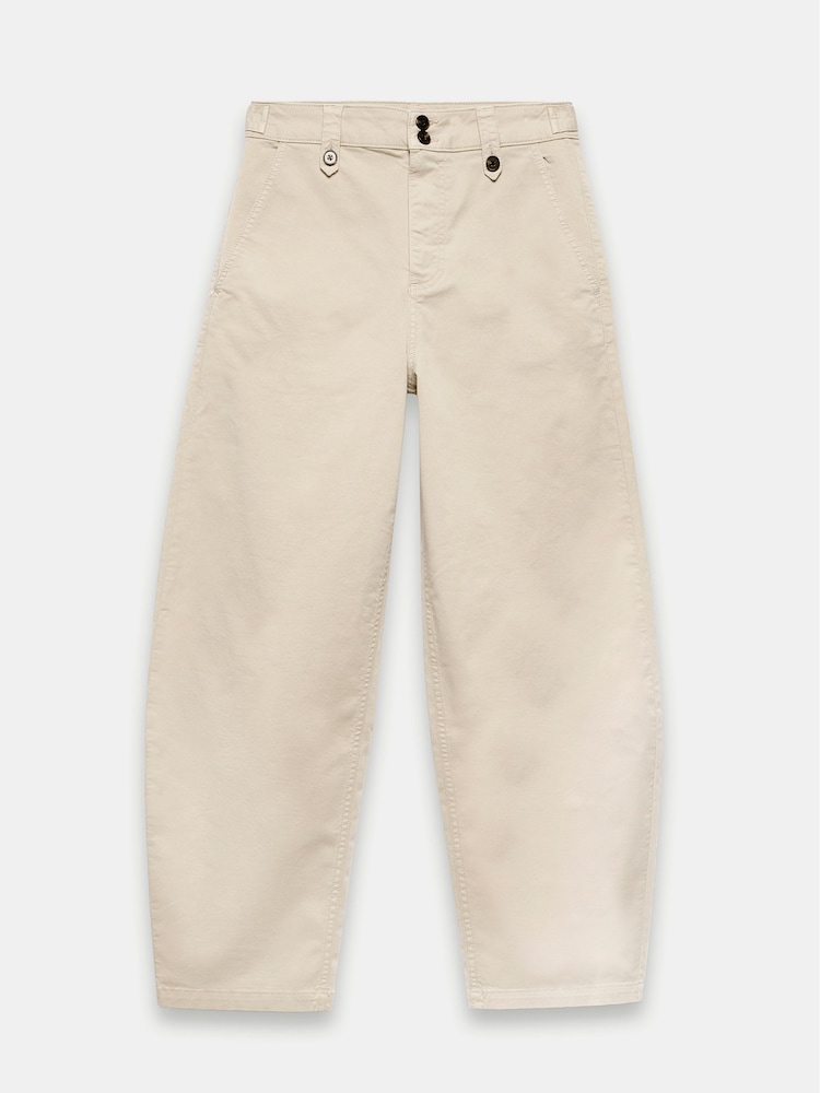 Mint Velvet Cream Barrel Leg Chino Trousers - Image 6 of 8