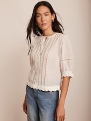Mint Velvet White Ruffle Trim 100% Cotton Top - Image 2 of 8