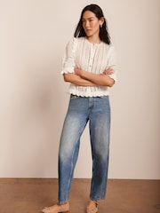 Mint Velvet White Ruffle Trim 100% Cotton Top - Image 4 of 8