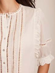 Mint Velvet White Ruffle Trim 100% Cotton Top - Image 5 of 8