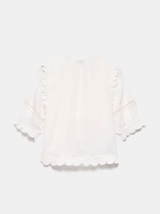 Mint Velvet White Ruffle Trim 100% Cotton Top - Image 7 of 8