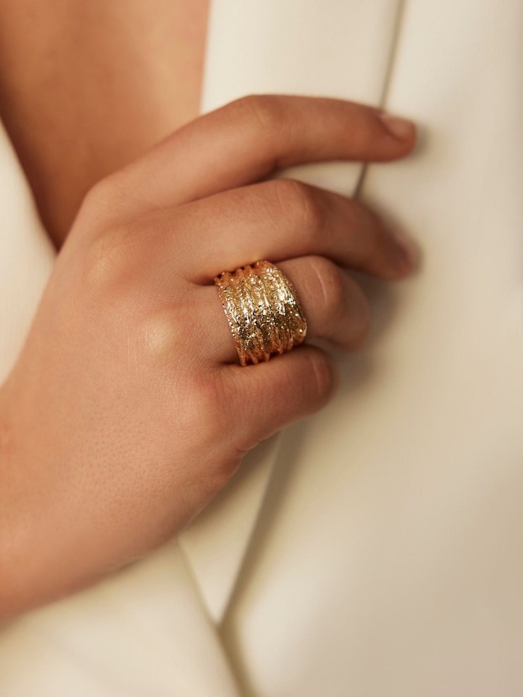 Mint Velvet Gold Tone Hammered Ring - Image 1 of 5